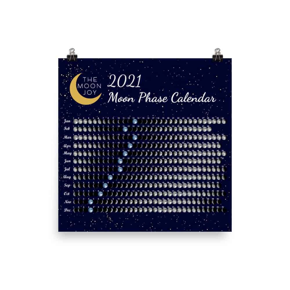 2021 Moon Phase Calendar Poster Print The Moon Joy