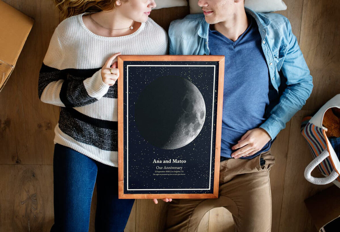 Custom Moon Phase Anniversary Poster Gift - The Moon Joy