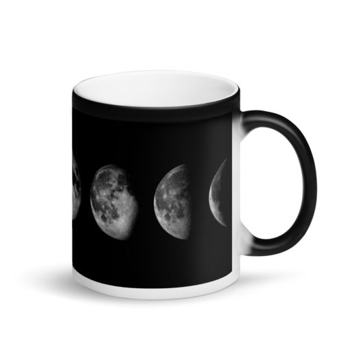 Moon Phase Magic Black Mug - Matte Black Magic Mug 1